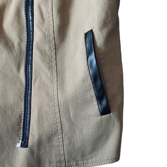 LOFT 82 S faux leather Tencel zip boho hippie moto grunge khaki festival crop - Picture 4 of 8